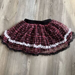 Disney Girls Size Lace Red And Black Skirt Toile Tutu  Minnie Mouse - 24 Months